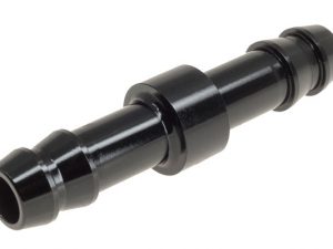 Black Aluminium barbed joiners suitable for rubber and silcone hoses.