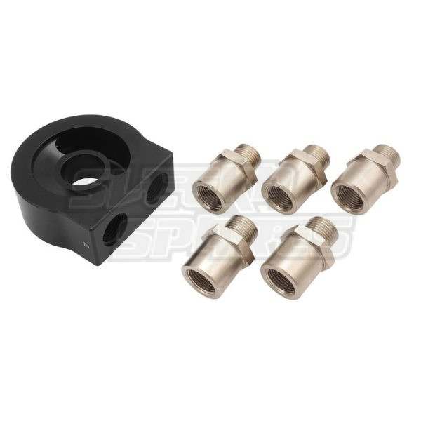 Oil Filter Sandwich Plate Black Proflow with adaptors